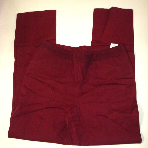 New Womens Isaac Mizrahi Live 6 T Tall 24/7 Straight Pant Spiced Wine Dark Red - Picture 6 of 9